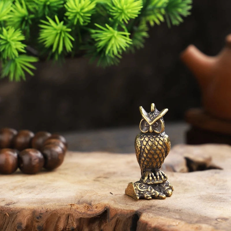 Antique Solid Brass Owl Figurine