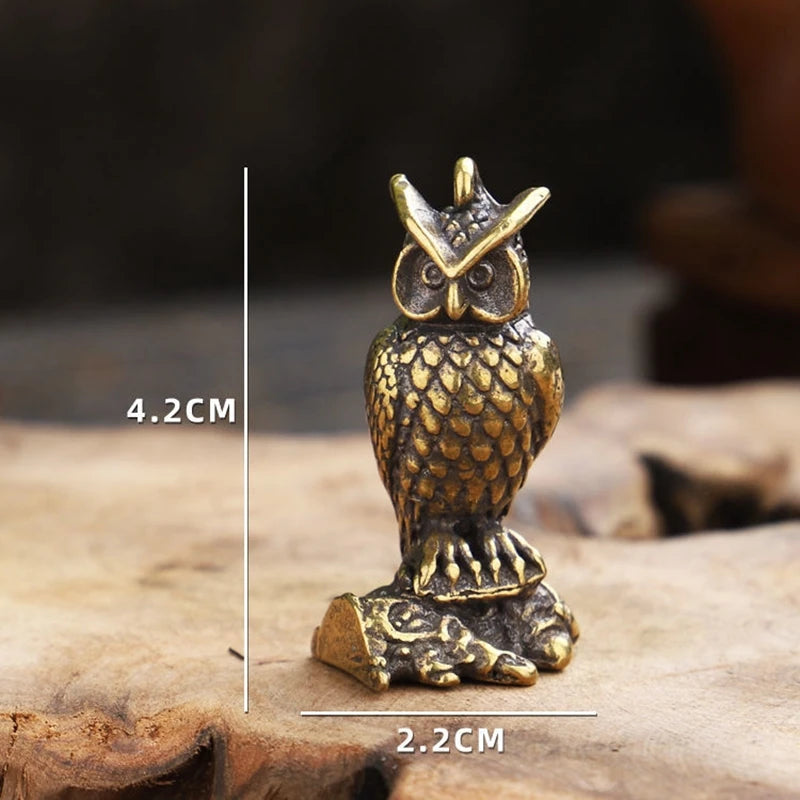 Antique Solid Brass Owl Figurine