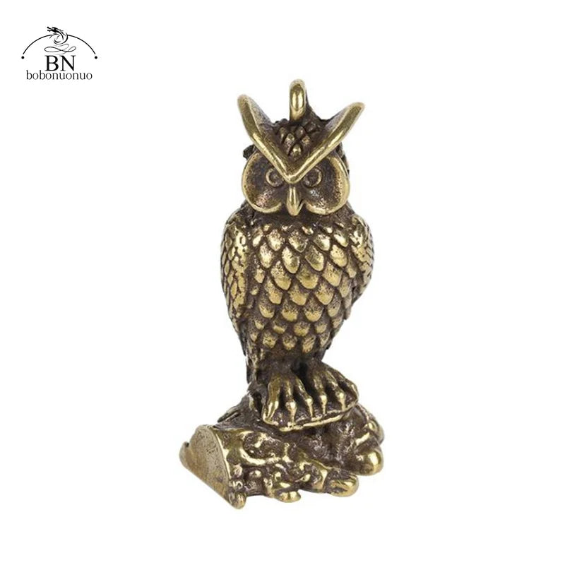 Antique Solid Brass Owl Figurine