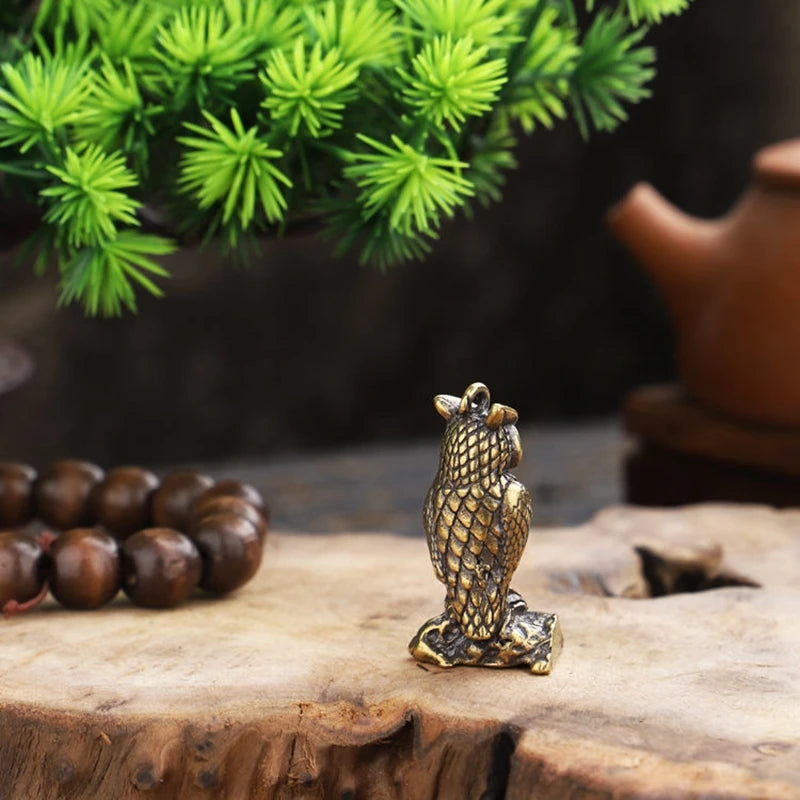 Antique Solid Brass Owl Figurine