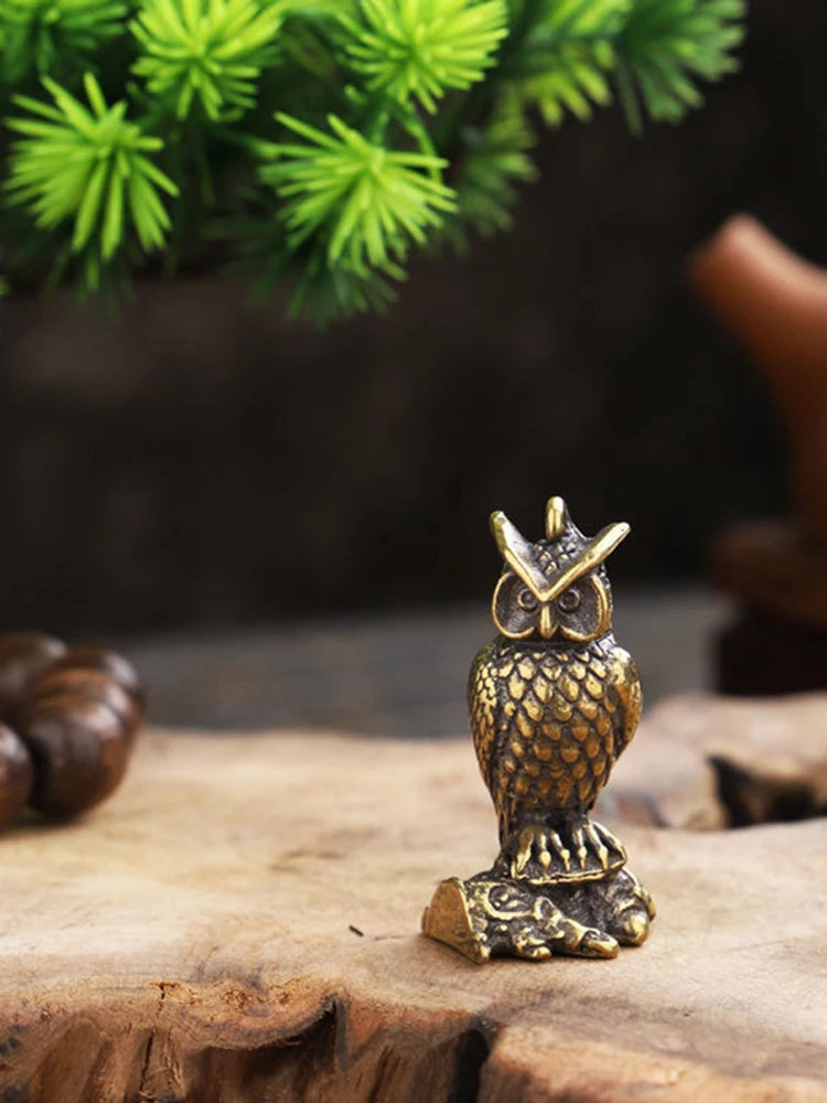 Antique Solid Brass Owl Figurine