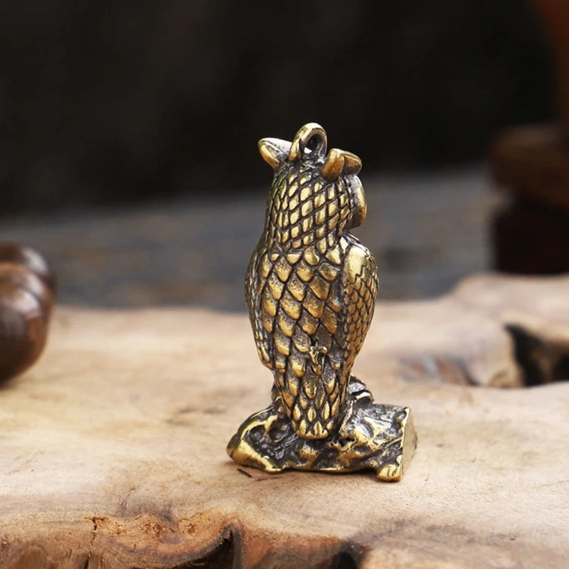 Antique Solid Brass Owl Figurine