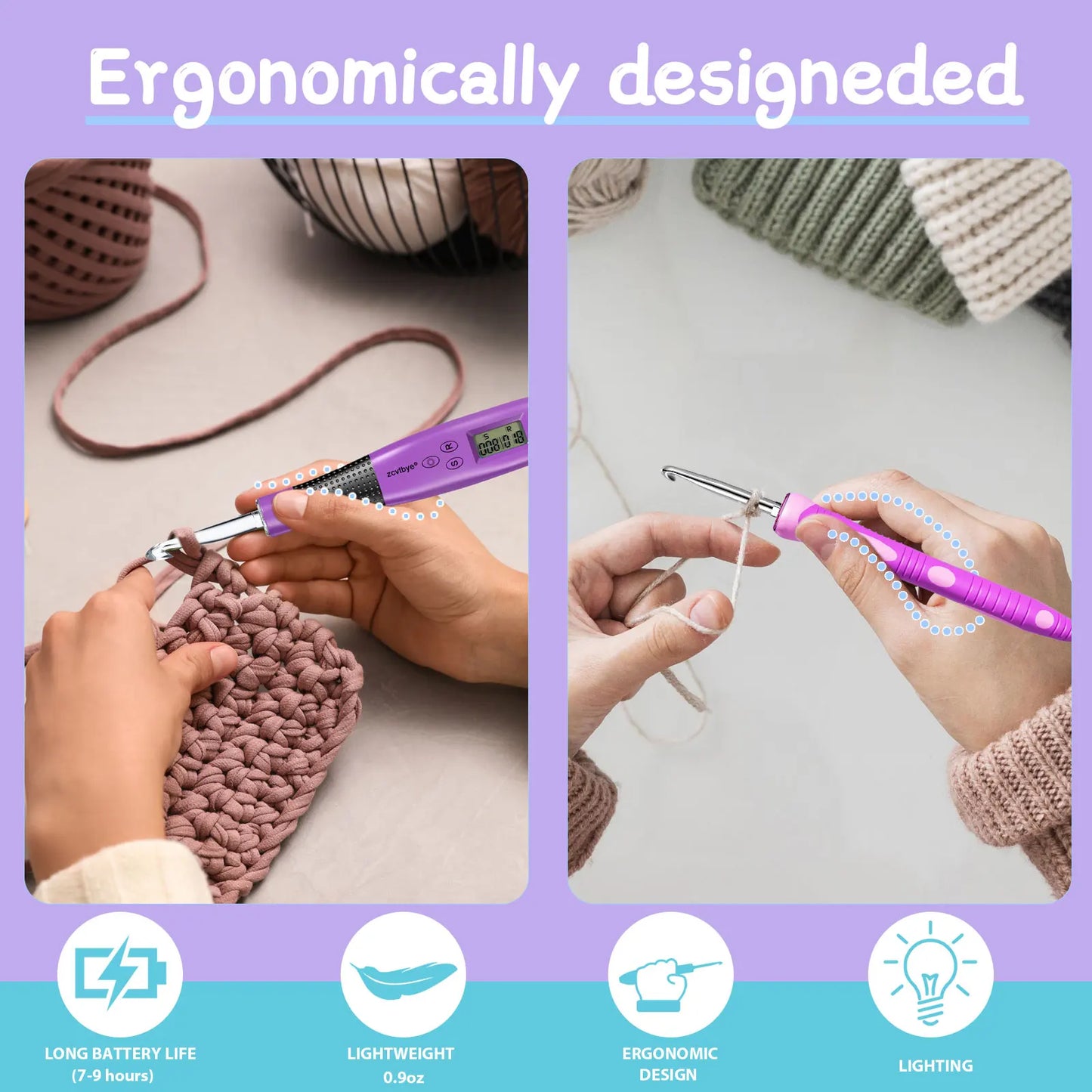 24pcs LED Crochet Hook Set