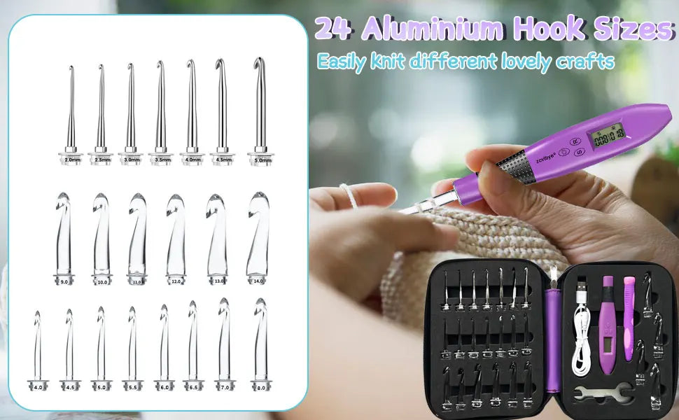 24pcs LED Crochet Hook Set