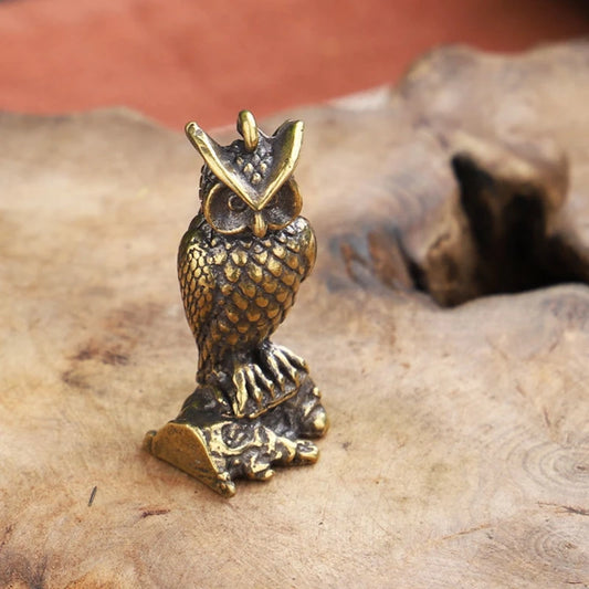 Antique Solid Brass Owl Figurine